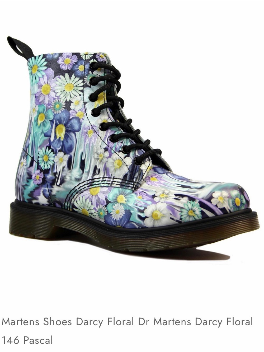 Dr. Martens Darcy Floral Lace-Up Boot in Purple, Blue, White, Yellow